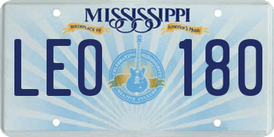 MS license plate LEO180
