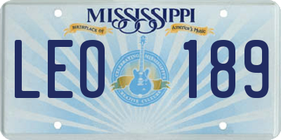 MS license plate LEO189