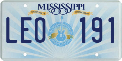 MS license plate LEO191