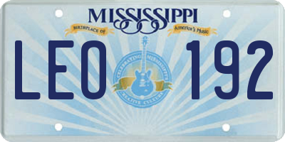 MS license plate LEO192