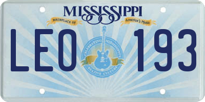 MS license plate LEO193