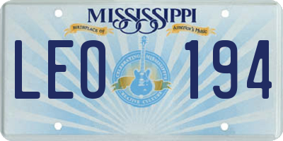 MS license plate LEO194