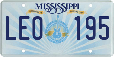 MS license plate LEO195