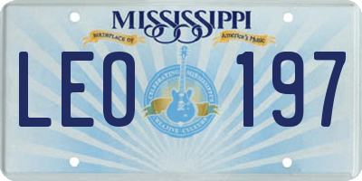 MS license plate LEO197
