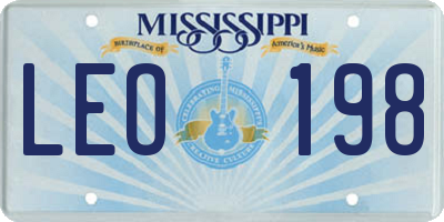MS license plate LEO198