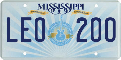 MS license plate LEO200