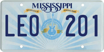 MS license plate LEO201