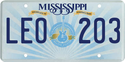 MS license plate LEO203