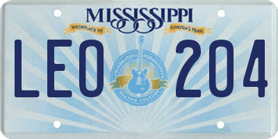 MS license plate LEO204