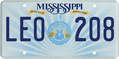 MS license plate LEO208