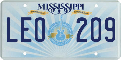 MS license plate LEO209