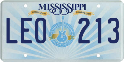 MS license plate LEO213