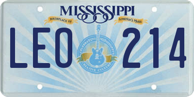 MS license plate LEO214