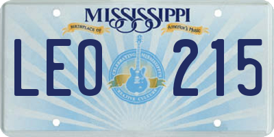 MS license plate LEO215