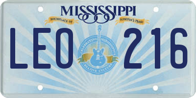 MS license plate LEO216