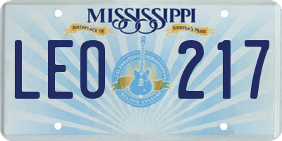 MS license plate LEO217