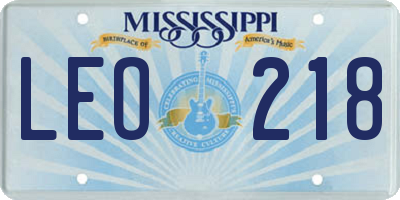 MS license plate LEO218