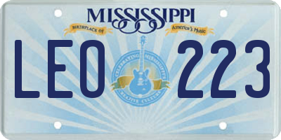MS license plate LEO223