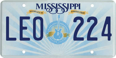 MS license plate LEO224