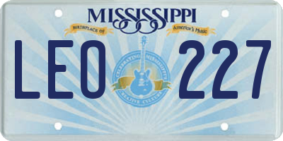 MS license plate LEO227