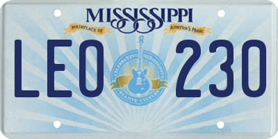 MS license plate LEO230
