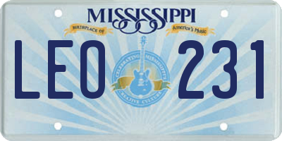 MS license plate LEO231