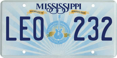 MS license plate LEO232