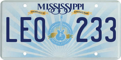 MS license plate LEO233