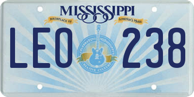 MS license plate LEO238