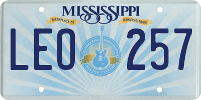 MS license plate LEO257
