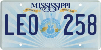 MS license plate LEO258
