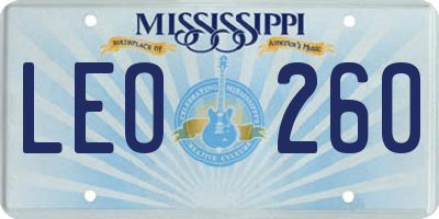 MS license plate LEO260