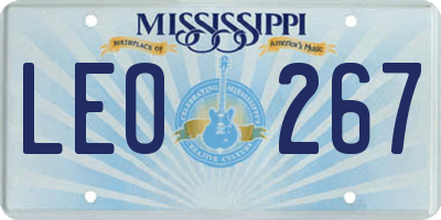 MS license plate LEO267