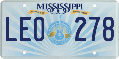 MS license plate LEO278