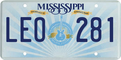 MS license plate LEO281