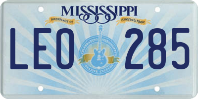 MS license plate LEO285