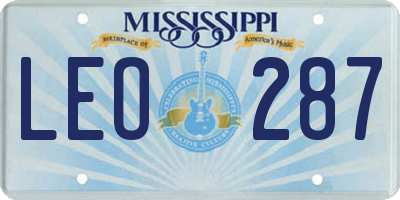 MS license plate LEO287