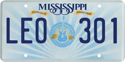 MS license plate LEO301