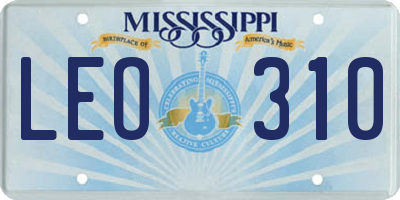 MS license plate LEO310