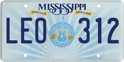 MS license plate LEO312