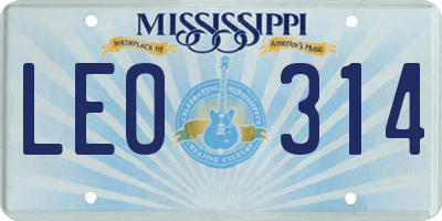 MS license plate LEO314