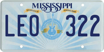 MS license plate LEO322