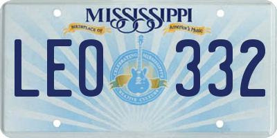 MS license plate LEO332