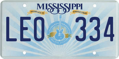 MS license plate LEO334