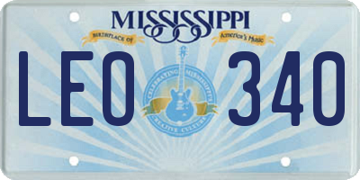 MS license plate LEO340