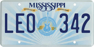 MS license plate LEO342