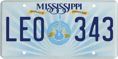 MS license plate LEO343