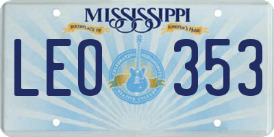 MS license plate LEO353