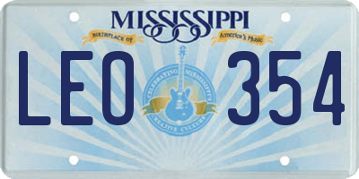 MS license plate LEO354