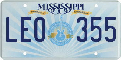 MS license plate LEO355